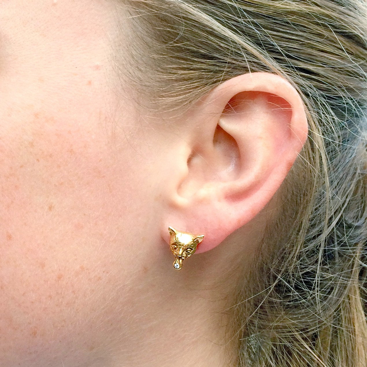 "Kennedy" Cats Earrings/ gold