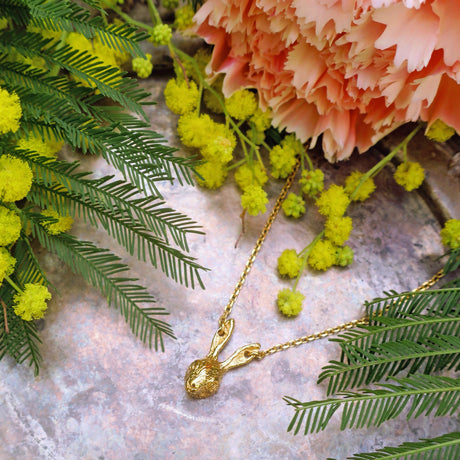 Tiny rabbit necklace/ gold