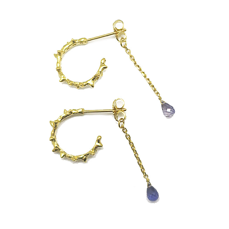 "sleeping beauty" iolite piercings/ gold