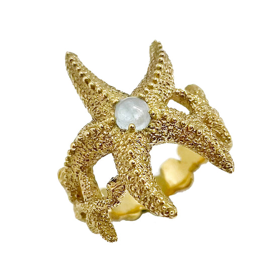 Galatée aquamarine ring/ gold