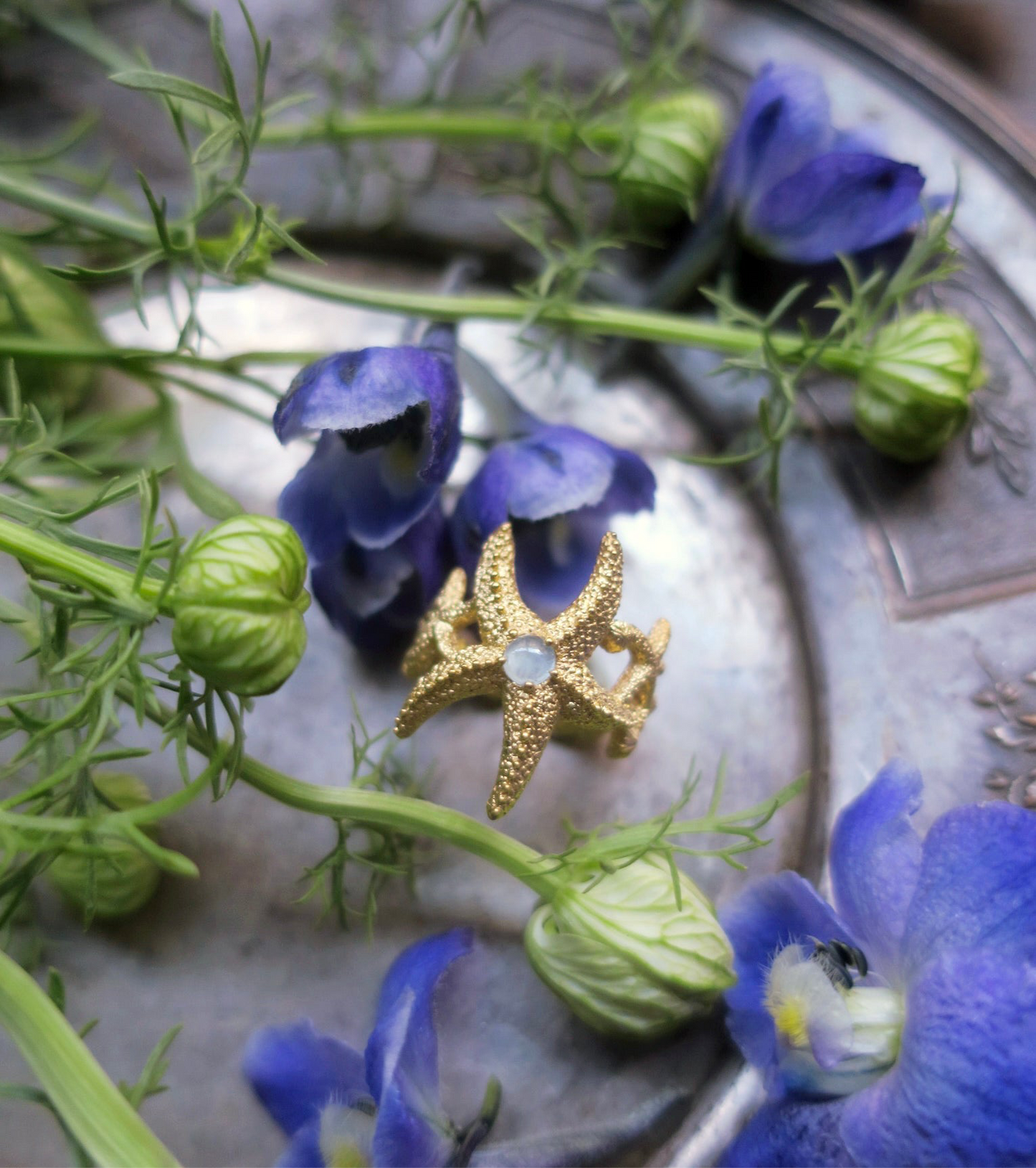 Galatée aquamarine ring/ gold