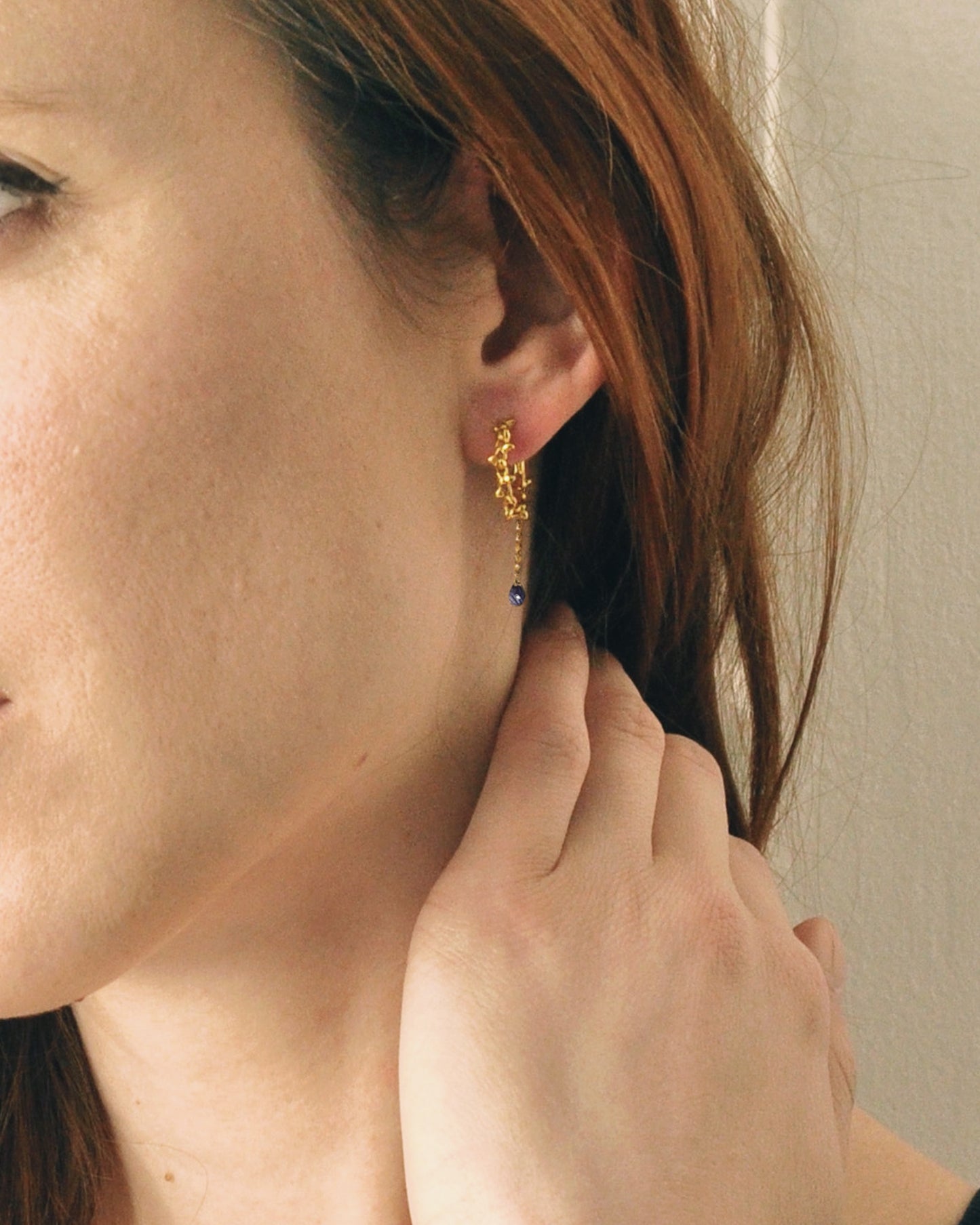 "sleeping beauty" iolite piercings/ gold