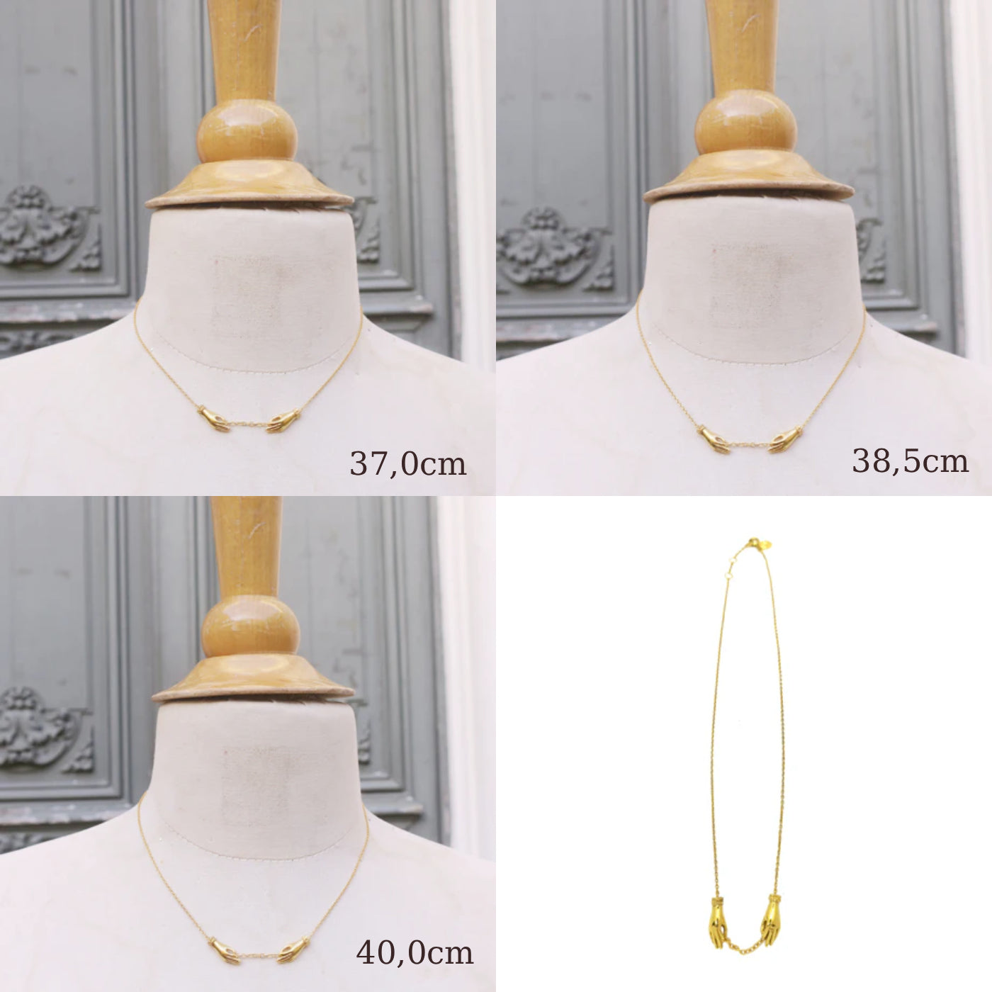 "Les mains"  Hands Necklace/ gold