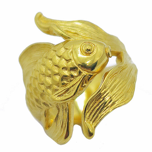 Goldfish ring in gold plated silver front view
