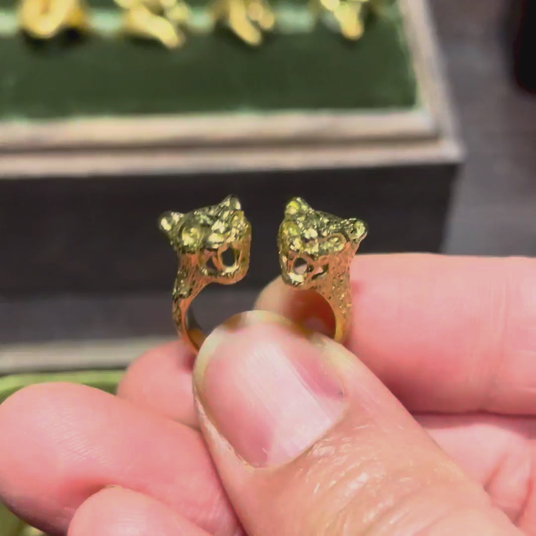 ダブルレオパード オープンリング｜18Kゴールドメッキ シルバー925