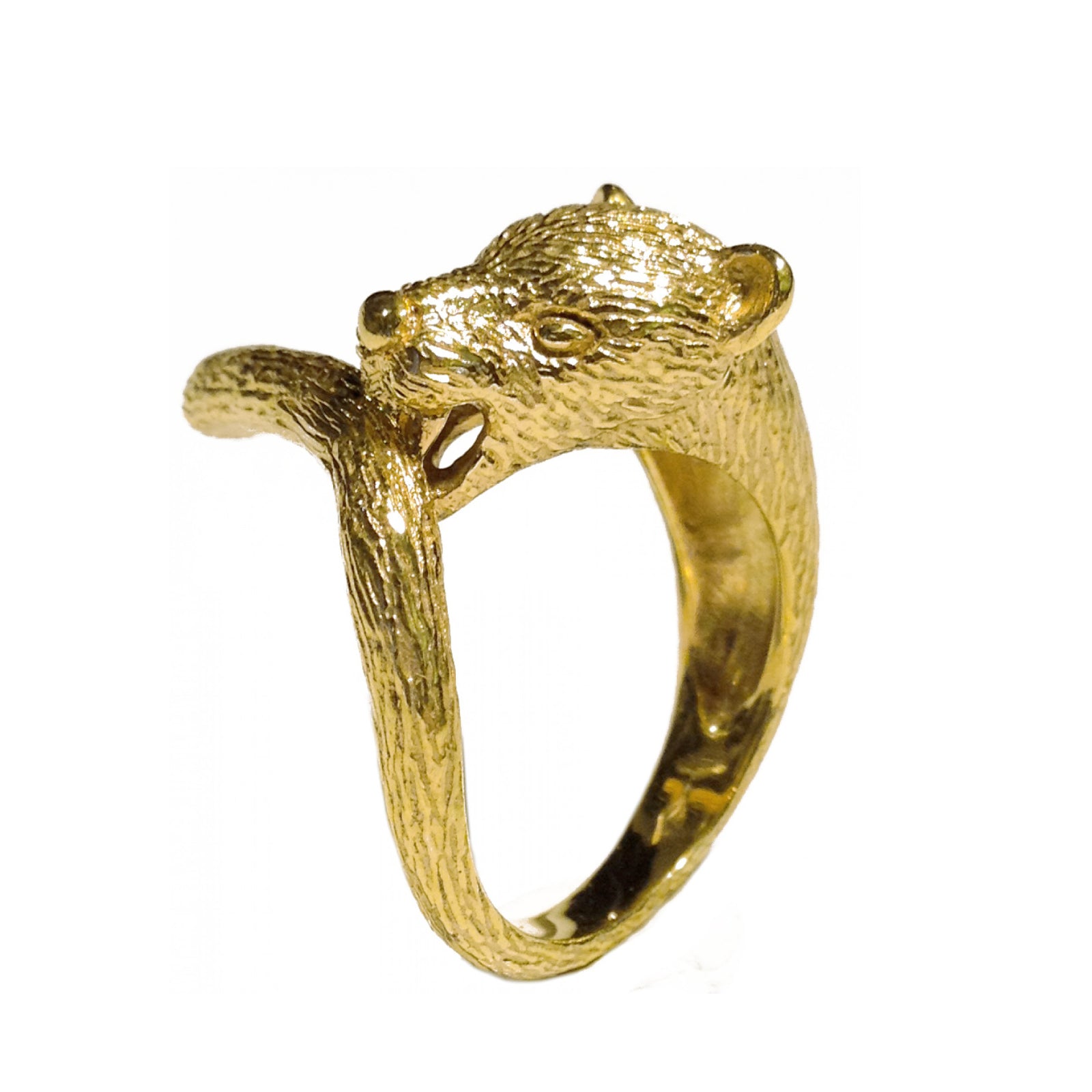 18K gold-plated sterling silver panther ring – handmade animal jewelry from Paris, detailed feline design symbolizing strength and elegance.