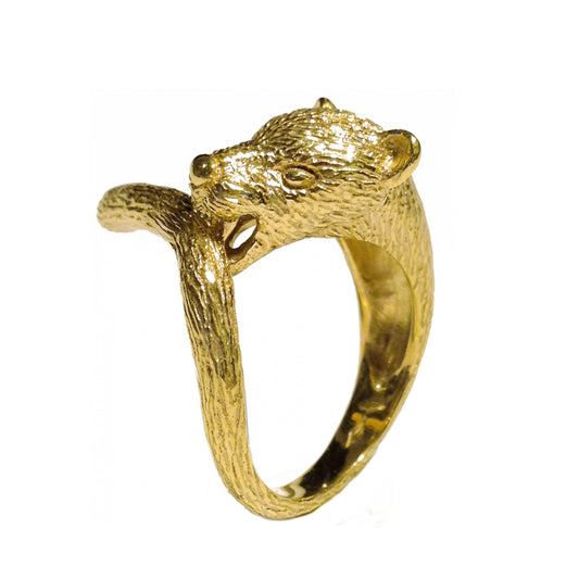 18K gold-plated sterling silver panther ring – handmade animal jewelry from Paris, detailed feline design symbolizing strength and elegance.