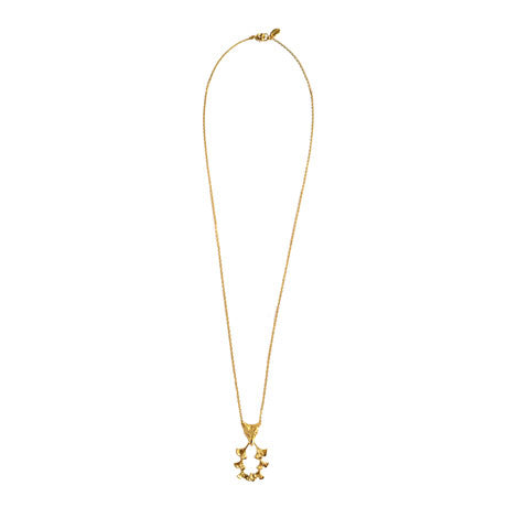 fox & ginkgos necklace/ gold