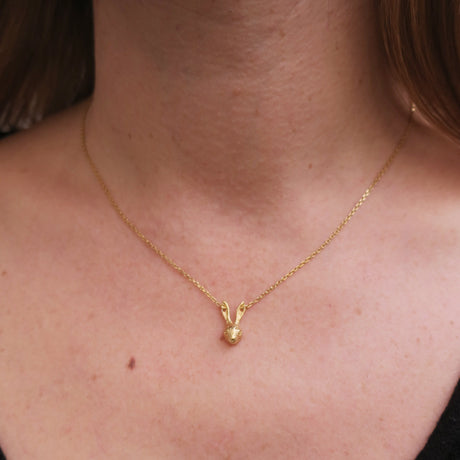 Tiny rabbit necklace/ gold