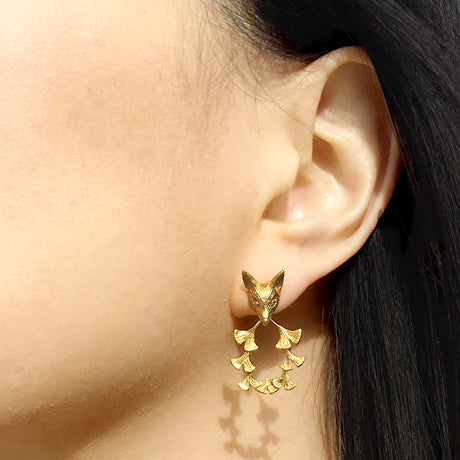 Fox & ginkgos piercings/ gold