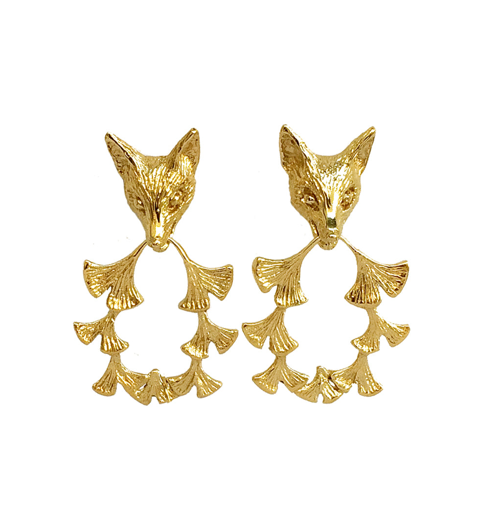 Fox & ginkgos piercings/ gold
