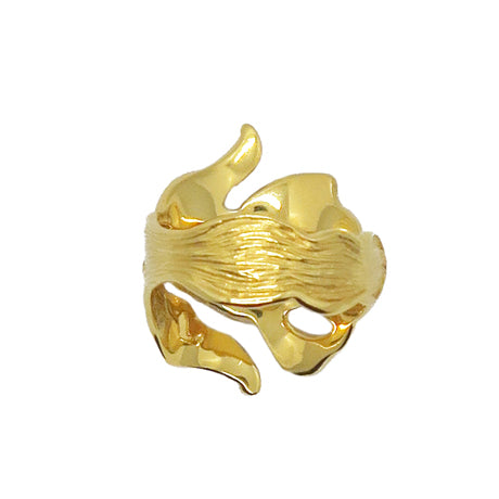 "Eat Yourself" Goldfish ring/ gold