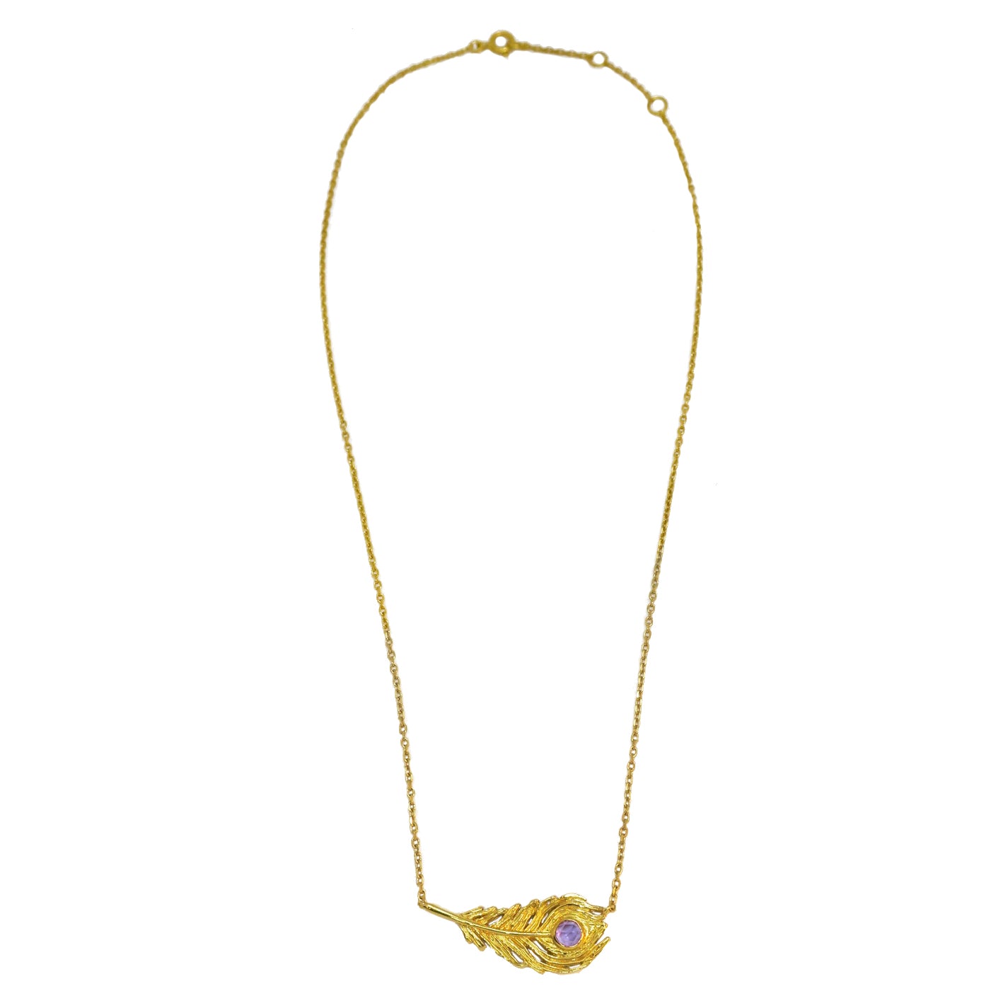 "Majestic" peacock feather necklace/ gold