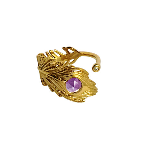 Peacock feather ring/ gold